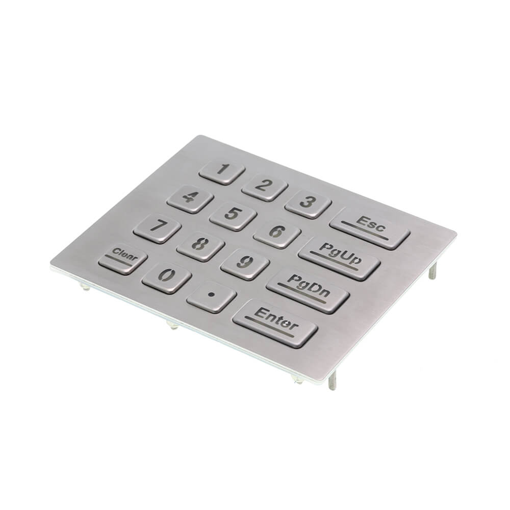 16 teclas Industrial a prueba de vandalismo IP65 impermeable retroiluminación LED 4 x 4 USB teclado numérico de metal